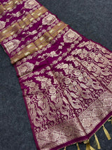 Flameboyant Purple Banarasi Tissue Silk Saree With Blissful Blouse Piece