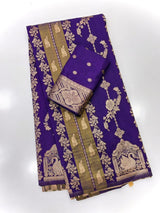 Proficient Royal Blue Banarasi Tissue Silk Saree With Exuberant Blouse Piece