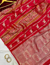 Murmurous Red Banarasi Tissue Silk Saree With Sophisticated Blouse Piece