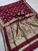 Resonant Maroon Soft Silk Saree With Excellent Blouse Piece