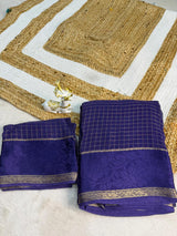 Ratatouille Navy Blue Banarasi Viscose Georgette Silk Saree With Snappy Blouse Piece