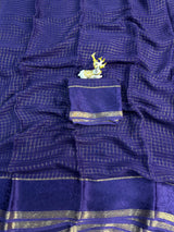 Ratatouille Navy Blue Banarasi Viscose Georgette Silk Saree With Snappy Blouse Piece