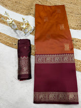 Majestic Orange Pure Zari Weaving Banarasi Silk Saree With Grandiose Blouse Piece