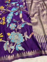 Confounding Purple Khadi Georgette Banarasi Silk Saree With Nemesis Blouse Piece