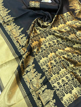Luxuriant Black Soft Silk Saree With Beleaguer Blouse Piece