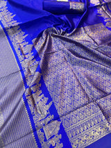 Engaging Royal Blue Soft Silk Saree With Smart Blouse Piece