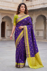 Comely Purple Soft Silk Saree With Tremendous Blouse Piece