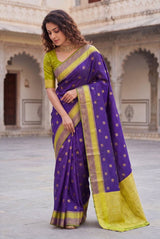 Comely Purple Soft Silk Saree With Tremendous Blouse Piece