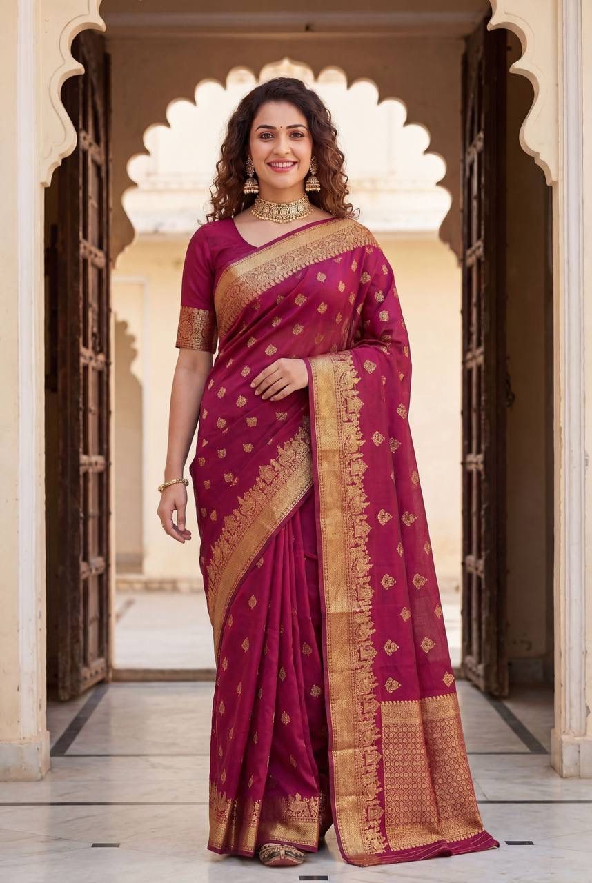 Beauteous Wine Soft Silk Saree With Denouement Blouse Piece