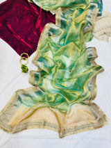 Sizzling Pista Tissue Silk Saree With Vestigial Blouse Piece