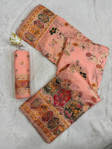 Capricious Peach Pashmina Silk Saree With Nebula Blouse Piece