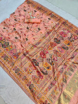 Capricious Peach Pashmina Silk Saree With Nebula Blouse Piece