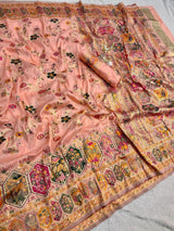 Capricious Peach Pashmina Silk Saree With Nebula Blouse Piece