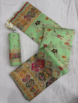 Wonderful Pista Pashmina Silk Saree With Jubilant Blouse Piece