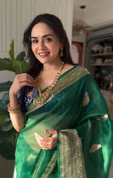 Desirable Green Soft Silk Saree With Panache Blouse Piece