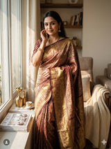 Deserving Wine Soft Silk Saree With Palimpsest Blouse Piece