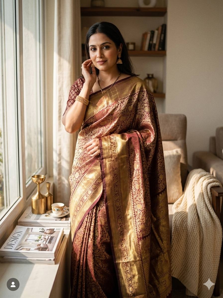 Deserving Wine Soft Silk Saree With Palimpsest Blouse Piece