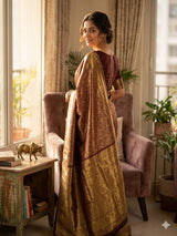Deserving Wine Soft Silk Saree With Palimpsest Blouse Piece