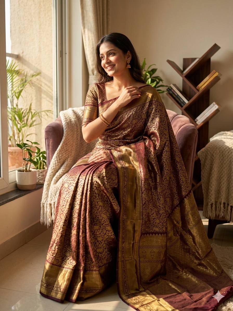 Deserving Wine Soft Silk Saree With Palimpsest Blouse Piece