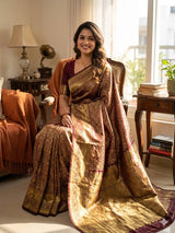 Deserving Wine Soft Silk Saree With Palimpsest Blouse Piece