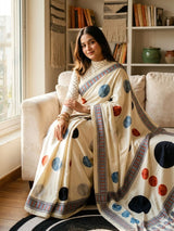 Bucolic Beige Digital Printed Satin Silk Saree With Fancifull Blouse Piece