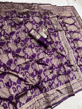 Breathtaking Purple Soft Silk Saree With Charismatic Blouse Piece