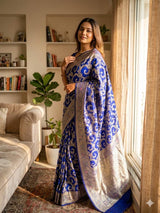 Ethnic Blue Soft Silk Saree With Demanding Blouse Piece
