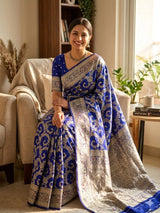 Ethnic Blue Soft Silk Saree With Demanding Blouse Piece