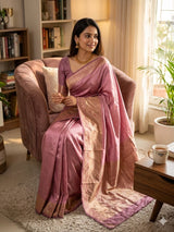 Elision Pink Soft Silk Saree With Dissemble Blouse Piece