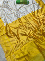 Sumptuous Beige Soft Silk Saree With Blooming Blouse Piece