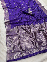 Nectarous Royal Blue Soft Silk Saree With Snazzy Blouse Piece