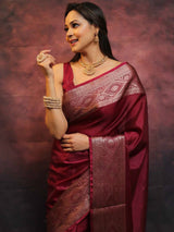 Engrossing Maroon Soft Silk Saree With Inspiring Blouse Piece