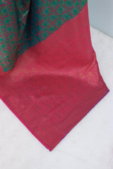 Ailurophile Rama Soft Banarasi Silk Saree With Dissemble Blouse Piece