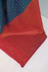 Adoring Navy Blue Soft Banarasi Silk Saree With Brood Blouse Piece