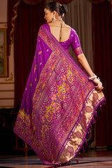 Felicitous Purple Pashmina Saree With Ephemeral Blouse Piece