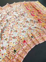 Charismatic Off White Pashmina Saree With Majestic Blouse Piece