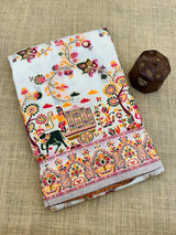 Charismatic Off White Pashmina Saree With Majestic Blouse Piece