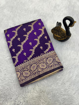 Verdant Purple Soft Banarasi Silk Saree With Felicitous Blouse Piece