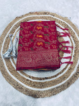 Vestigial Dark Pink Soft Banarasi Silk Saree With Enthralling Blouse Piece