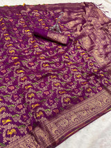 Lustrous Purple Soft Banarasi Silk Saree With Splendorous Blouse Piece