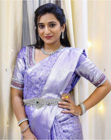 Desultory Lavender Soft Silk Saree With Majesty Blouse Piece