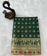 Arresting Dark Green Paithani Silk Saree With Divine Blouse Piece
