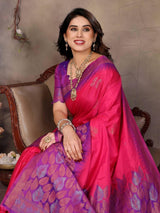 Wonderful Magenta Soft Banarasi Silk Saree With Trendy Blouse Piece