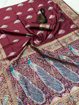 Nectarous Maroon Soft Banarasi Silk Saree With Deserving Blouse Piece