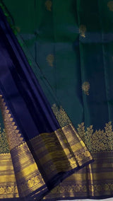 Quixotic Rama Soft Banarasi Silk Saree With Jazzy Blouse Piece