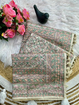 Prodigal Beige Embroidery Work Tussar Silk Saree With Blooming Blouse Piece