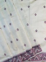 Desultory Off White Embroidery Work Tussar Silk Saree With Vibrant Blouse Piece