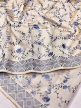 Quintessential Beige Embroidery Work Tussar Silk Saree With Impressive Blouse Piece