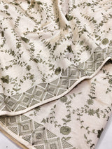 Epiphany Beige Embroidery Work Tussar Silk Saree With Fairytale Blouse Piece