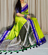 Trendy Parrot Soft Banarasi Silk Saree With Hypnotic Blouse Piece
